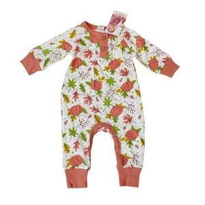 NWT Tesa Babe 3/6M Fall Harvest Henley Romper